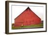 Male Runner Runs Along A Gravel Trail In Front Of Bright Red Barn In UI Arboretum In Moscow, Idaho-Ben Herndon-Framed Photographic Print