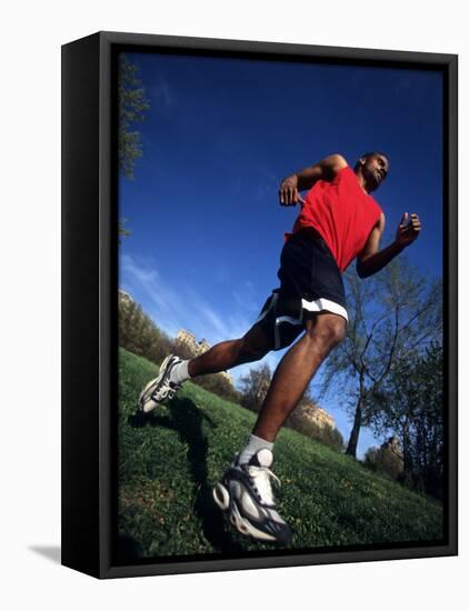 Male Runner Training, New York, New York, USA-null-Framed Stretched Canvas