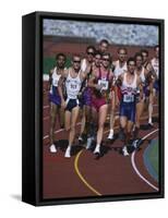 Male Runners Competing in a Track Race-null-Framed Stretched Canvas