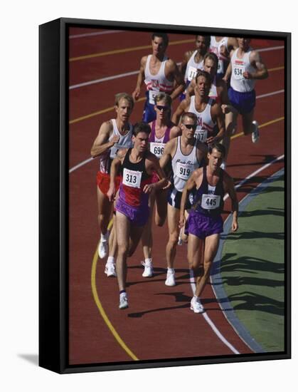 Male Runners Competing in a Track Race-null-Framed Stretched Canvas