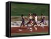 Male Runners Competing in a Track Race-null-Framed Stretched Canvas