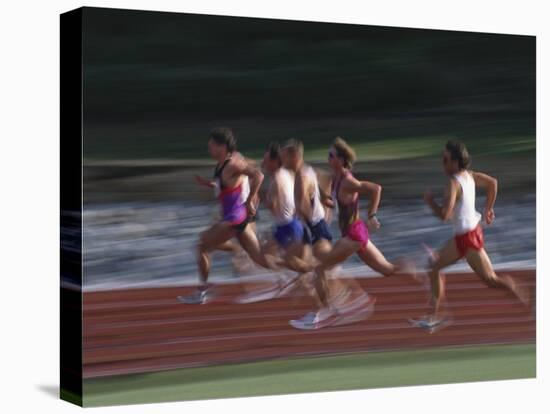 Male Runners Competing in a Track Race-null-Stretched Canvas