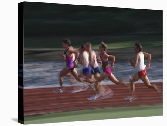 Male Runners Competing in a Track Race-null-Stretched Canvas