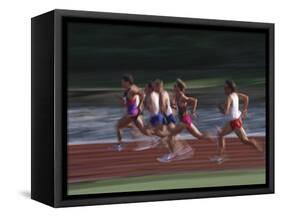 Male Runners Competing in a Track Race-null-Framed Stretched Canvas