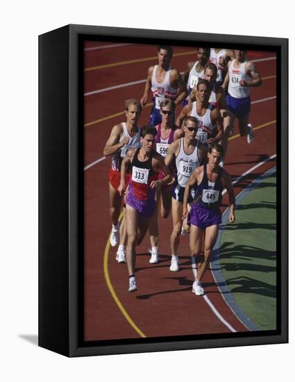 Male Runners Competing in a Track Race-null-Framed Stretched Canvas