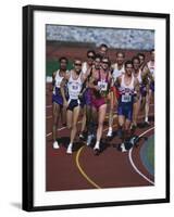 Male Runners Competing in a Track Race-null-Framed Photographic Print