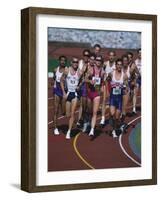 Male Runners Competing in a Track Race-null-Framed Photographic Print