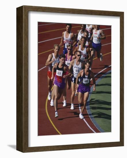 Male Runners Competing in a Track Race-null-Framed Photographic Print