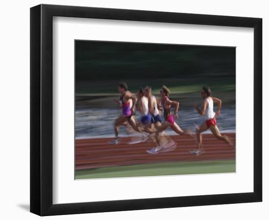Male Runners Competing in a Track Race-null-Framed Photographic Print