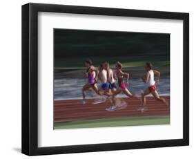 Male Runners Competing in a Track Race-null-Framed Photographic Print