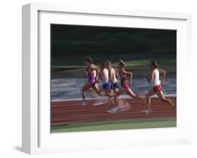 Male Runners Competing in a Track Race-null-Framed Photographic Print