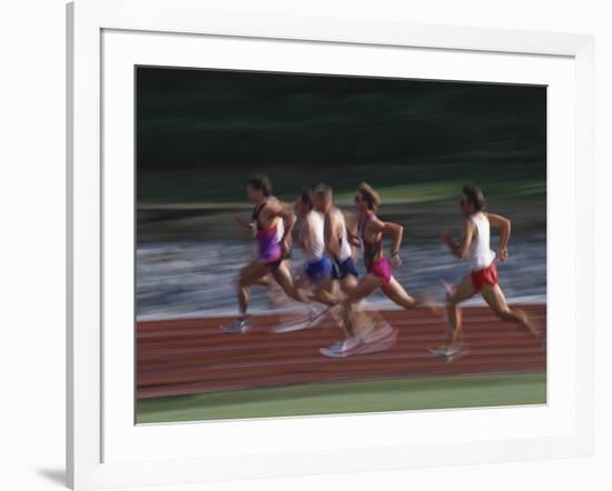 Male Runners Competing in a Track Race-null-Framed Photographic Print