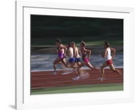 Male Runners Competing in a Track Race-null-Framed Photographic Print