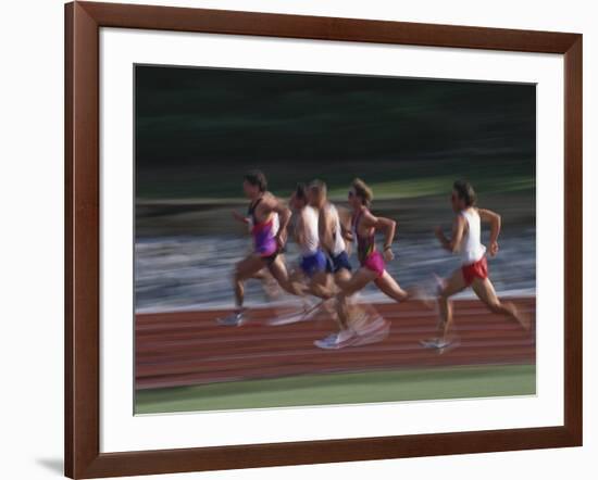 Male Runners Competing in a Track Race-null-Framed Photographic Print