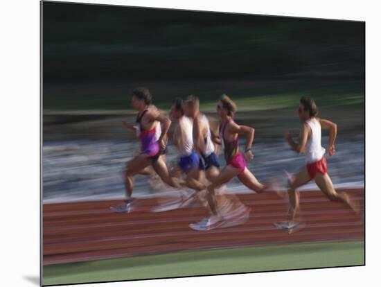 Male Runners Competing in a Track Race-null-Mounted Photographic Print
