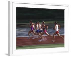 Male Runners Competing in a Track Race-null-Framed Photographic Print