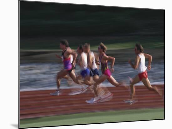 Male Runners Competing in a Track Race-null-Mounted Photographic Print