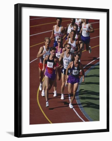 Male Runners Competing in a Track Race-null-Framed Photographic Print