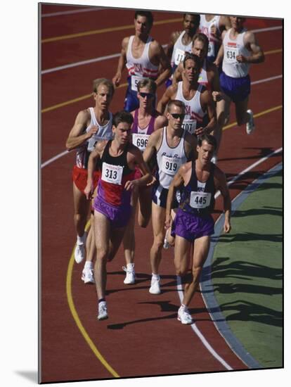 Male Runners Competing in a Track Race-null-Mounted Photographic Print