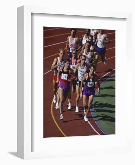 Male Runners Competing in a Track Race-null-Framed Photographic Print