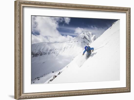 Male Skier Above The Pinnacles With Lone Peak In The Background Big Sky Resort, Montana-Ryan Krueger-Framed Photographic Print