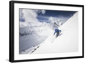 Male Skier Above The Pinnacles With Lone Peak In The Background Big Sky Resort, Montana-Ryan Krueger-Framed Photographic Print