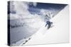 Male Skier Above The Pinnacles With Lone Peak In The Background Big Sky Resort, Montana-Ryan Krueger-Stretched Canvas