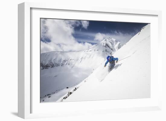 Male Skier Above The Pinnacles With Lone Peak In The Background Big Sky Resort, Montana-Ryan Krueger-Framed Photographic Print