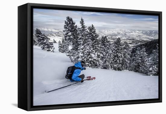 Male Skier In Utah-Liam Doran-Framed Stretched Canvas