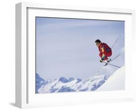 Male Skier Jumping-null-Framed Photographic Print