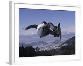 Male Snowboarder Flying over the Vert-null-Framed Photographic Print