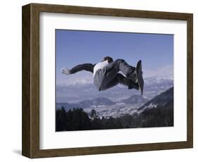 Male Snowboarder Flying over the Vert-null-Framed Photographic Print