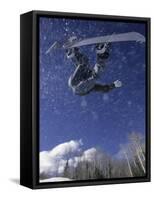 Male Snowboarder Flying Throught the Air, Aspen, Colorado, USA-null-Framed Stretched Canvas