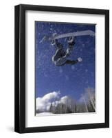 Male Snowboarder Flying Throught the Air, Aspen, Colorado, USA-null-Framed Premium Photographic Print