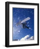 Male Snowboarder Flying Throught the Air-null-Framed Premium Photographic Print