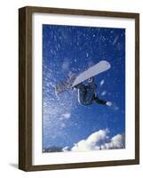 Male Snowboarder Flying Throught the Air-null-Framed Photographic Print