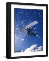 Male Snowboarder Flying Throught the Air-null-Framed Photographic Print