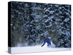 Male Snowboarder in Action-null-Stretched Canvas