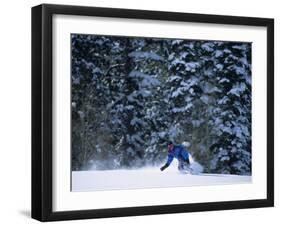 Male Snowboarder in Action-null-Framed Photographic Print