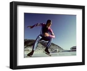 Male Speed Skater in Action at the Start-null-Framed Photographic Print