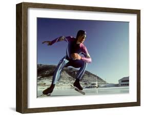 Male Speed Skater in Action at the Start-null-Framed Photographic Print