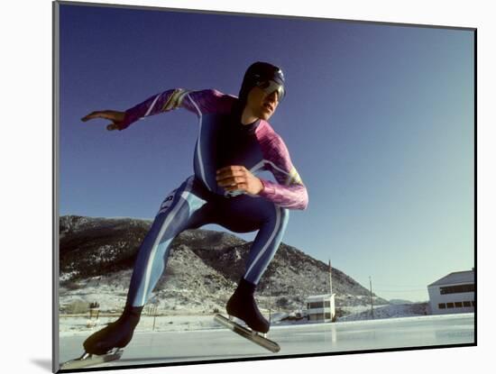 Male Speed Skater in Action at the Start-null-Mounted Photographic Print