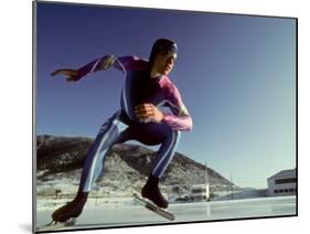 Male Speed Skater in Action at the Start-null-Mounted Photographic Print