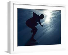 Male Speed Skater in Action at the Start-null-Framed Photographic Print