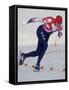 Male Speed Skater in Action-null-Framed Stretched Canvas