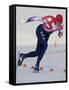 Male Speed Skater in Action-null-Framed Stretched Canvas