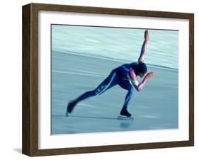 Male Speed Skater in Action-null-Framed Photographic Print