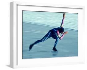 Male Speed Skater in Action-null-Framed Photographic Print