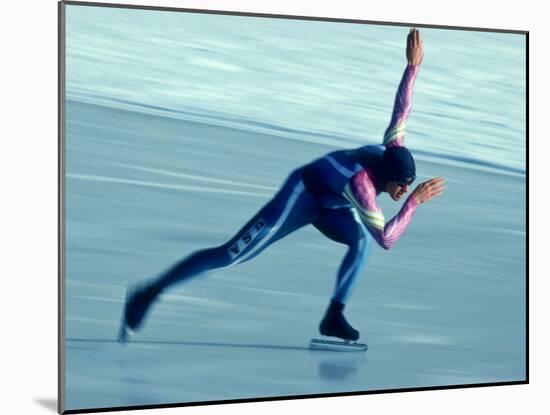 Male Speed Skater in Action-null-Mounted Photographic Print