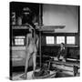 Male Student Sketching Nude Female Model During Life Class at Skowhegan Art School-Eliot Elisofon-Stretched Canvas